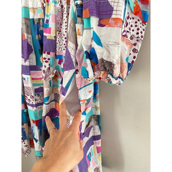 Hunter Bell Jenkins Mini Dress Patchwork Print Cotton Puff Sleeve Tuckernuck - Picture 10 of 12